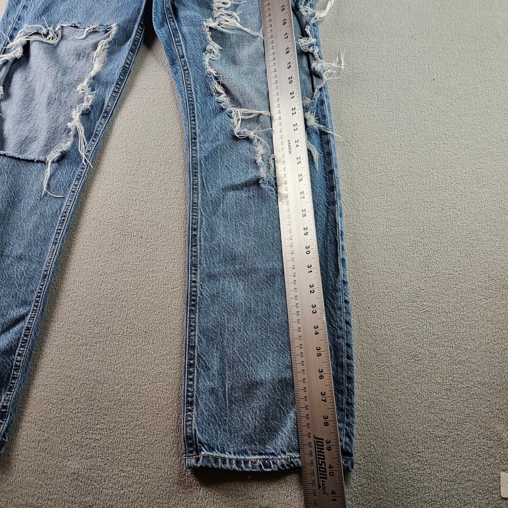 Aeropostale 90's Baggy Distressed Denim‎ Jeans Women 28W Blue Straight Leg - Picture 4 of 13